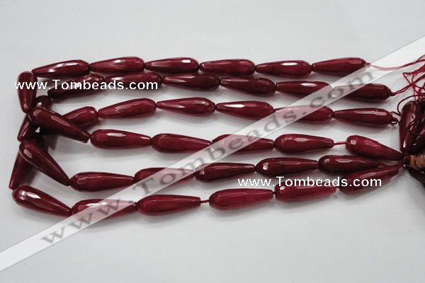 CCN1680 15.5 inches 10*30mm faceted teardrop candy jade beads wholesale