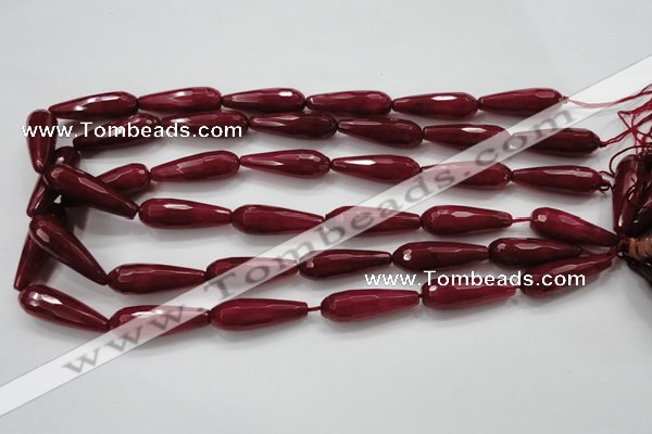 CCN1680 15.5 inches 10*30mm faceted teardrop candy jade beads wholesale