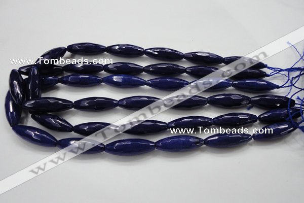 CCN1695 15.5 inches 10*30mm faceted rice candy jade beads wholesale