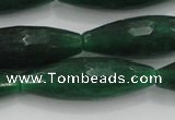 CCN1721 15.5 inches 10*30mm faceted rice candy jade beads