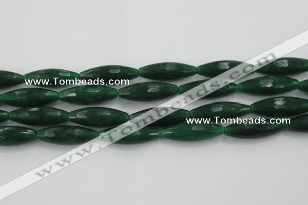 CCN1721 15.5 inches 10*30mm faceted rice candy jade beads