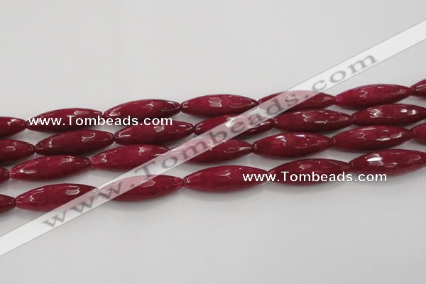 CCN1722 15.5 inches 10*30mm faceted rice candy jade beads