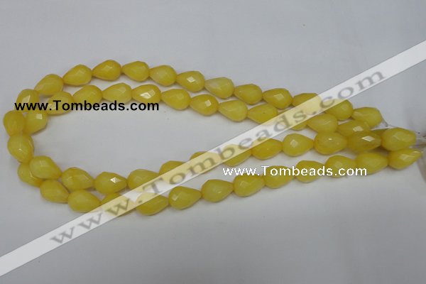 CCN190 15.5 inches 10*14mm faceted teardrop candy jade beads