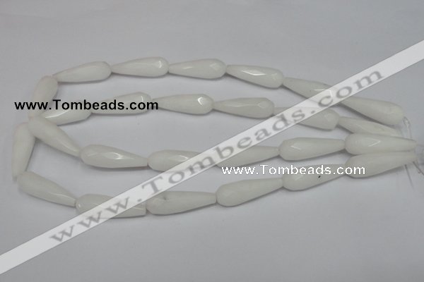 CCN197 15.5 inches 10*30mm faceted teardrop candy jade beads