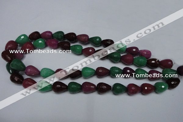 CCN2142 15.5 inches 12*16mm faceted teardrop candy jade beads