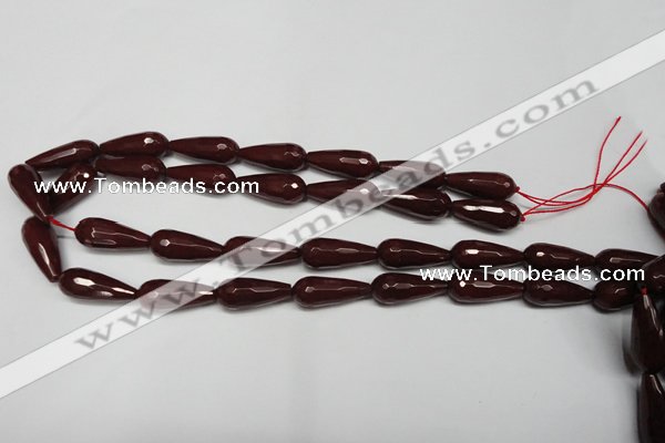 CCN2154 15.5 inches 10*25mm faceted teardrop candy jade beads