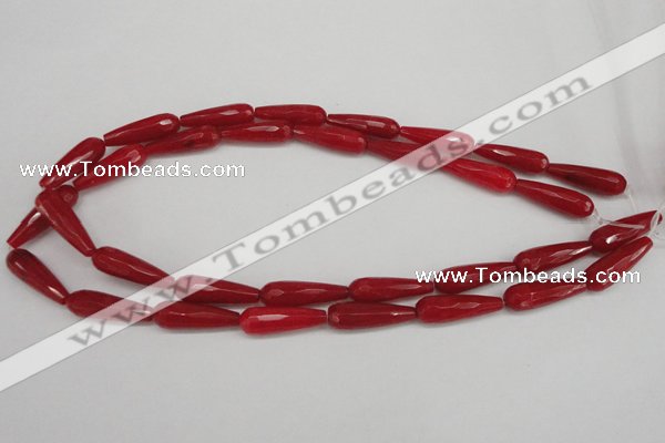 CCN2178 15.5 inches 8*25mm faceted teardrop candy jade beads