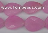 CCN2190 15.5 inches 15*20mm faceted flat teardrop candy jade beads