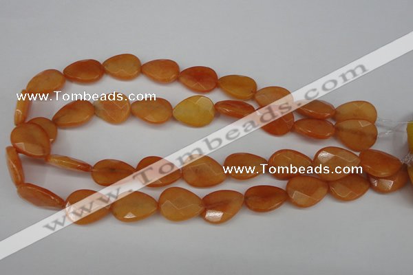 CCN2193 15.5 inches 15*20mm faceted flat teardrop candy jade beads