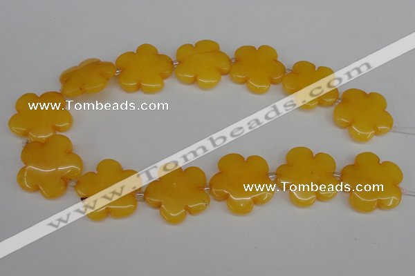 CCN2350 15.5 inches 30mm carved flower candy jade beads wholesale