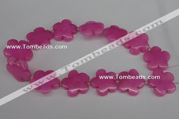 CCN2351 15.5 inches 30mm carved flower candy jade beads wholesale