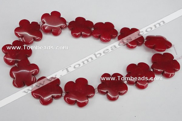 CCN2354 15.5 inches 30mm carved flower candy jade beads wholesale