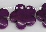 CCN2355 15.5 inches 30mm carved flower candy jade beads wholesale