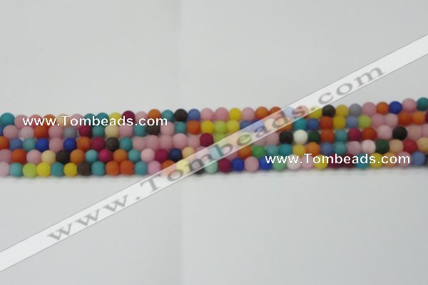 CCN2551 15.5 inches 4mm round mixed color matte candy jade beads