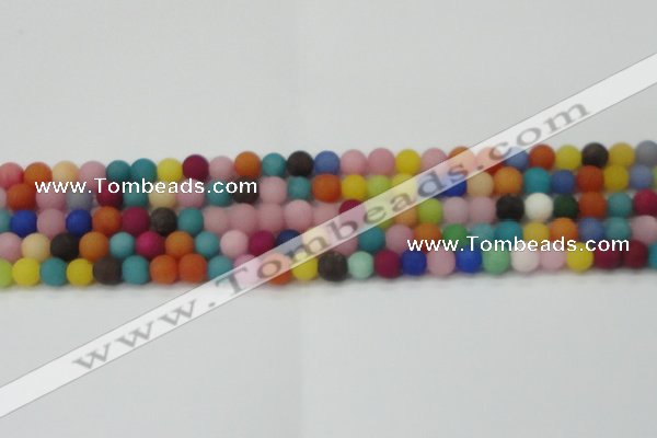 CCN2552 15.5 inches 6mm round mixed color matte candy jade beads