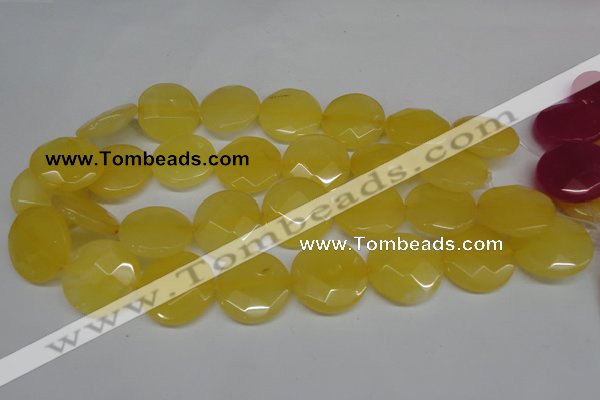 CCN260 15.5 inches 25mm faceted coin candy jade beads wholesale