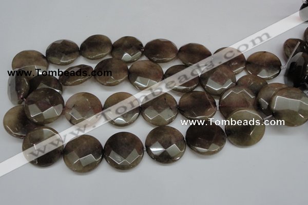 CCN261 15.5 inches 25mm faceted coin candy jade beads wholesale