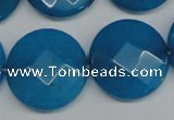 CCN265 15.5 inches 25mm faceted coin candy jade beads wholesale