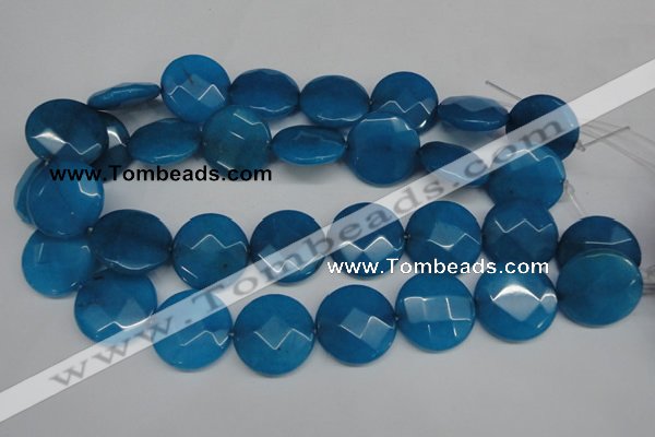 CCN265 15.5 inches 25mm faceted coin candy jade beads wholesale