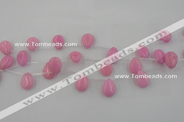 CCN2675 Top-drilled 13*18mm flat teardrop candy jade beads