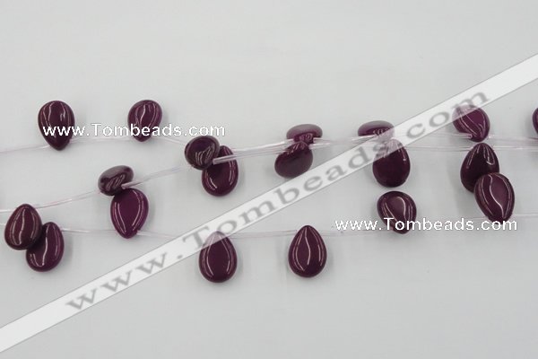 CCN2680 Top-drilled 13*18mm flat teardrop candy jade beads