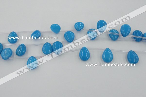 CCN2682 Top-drilled 13*18mm flat teardrop candy jade beads