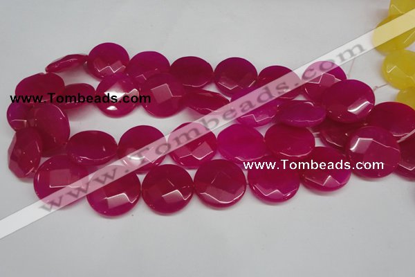 CCN270 15.5 inches 25mm faceted coin candy jade beads wholesale