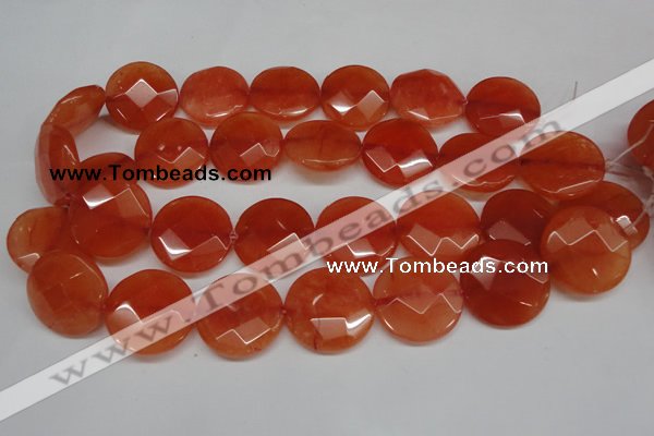 CCN271 15.5 inches 25mm faceted coin candy jade beads wholesale