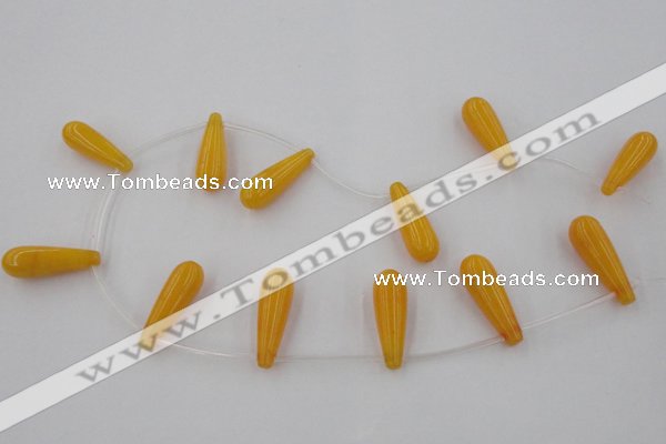 CCN2735 Top-drilled 10*30mm teardrop candy jade beads wholesale