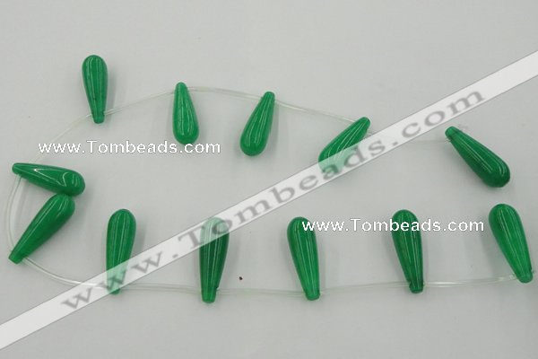 CCN2739 Top-drilled 10*30mm teardrop candy jade beads wholesale