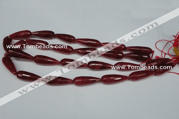 CCN2884 15.5 inches 10*30mm faceted teardrop candy jade beads