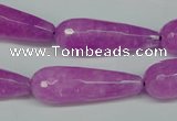 CCN2885 15.5 inches 10*30mm faceted teardrop candy jade beads