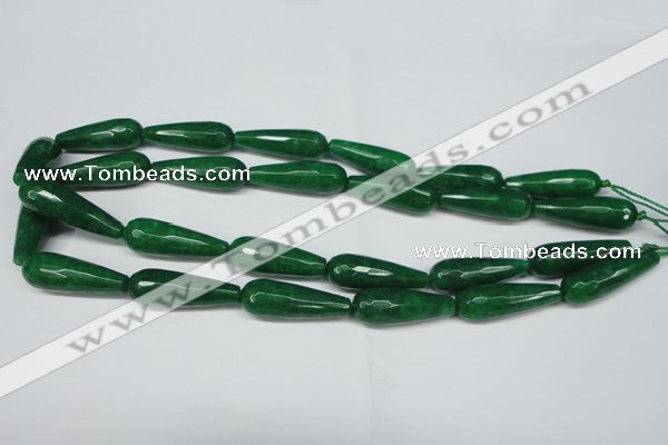 CCN2888 15.5 inches 10*30mm faceted teardrop candy jade beads