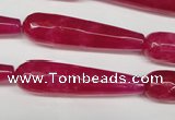 CCN2890 15.5 inches 10*40mm faceted teardrop candy jade beads