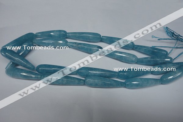 CCN2893 15.5 inches 10*40mm faceted teardrop candy jade beads