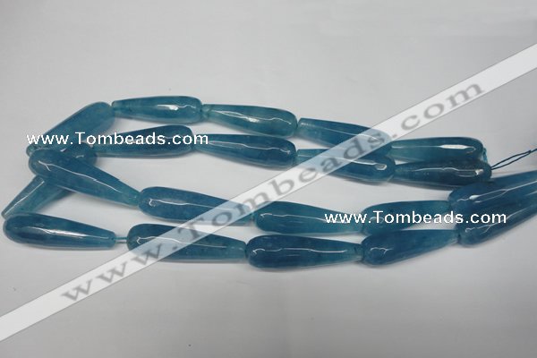 CCN2894 15.5 inches 10*40mm faceted teardrop candy jade beads