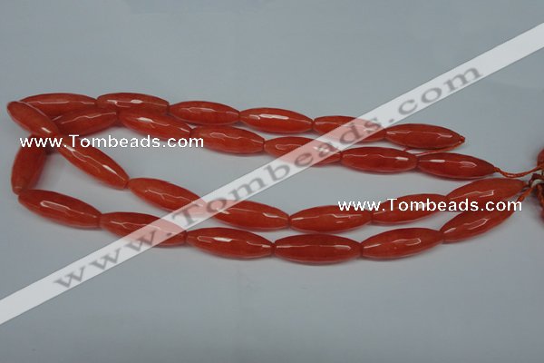 CCN2910 15.5 inches 10*30mm faceted rice candy jade beads