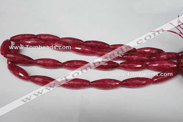 CCN2911 15.5 inches 10*30mm faceted rice candy jade beads