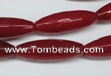 CCN2912 15.5 inches 10*30mm faceted rice candy jade beads