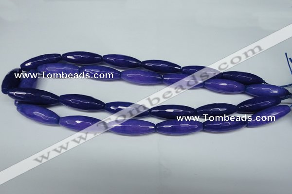 CCN2914 15.5 inches 10*30mm faceted rice candy jade beads