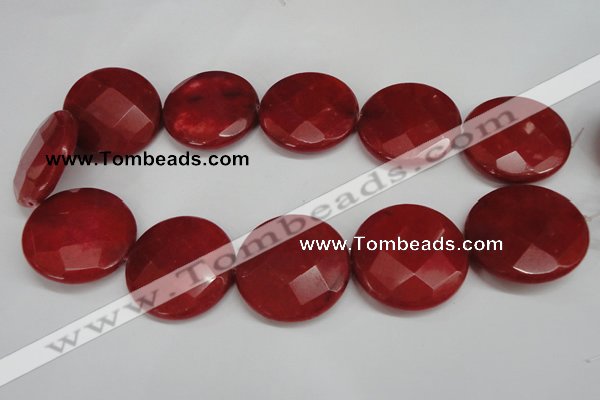 CCN305 15.5 inches 35mm faceted coin candy jade beads wholesale