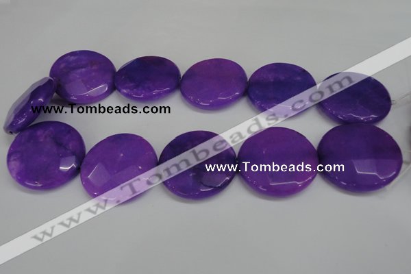 CCN306 15.5 inches 35mm faceted coin candy jade beads wholesale