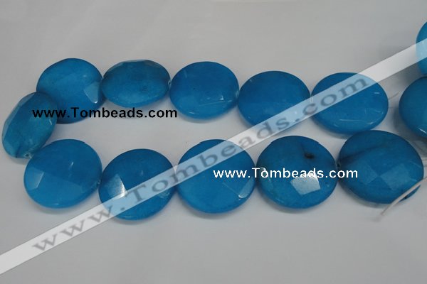 CCN308 15.5 inches 35mm faceted coin candy jade beads wholesale