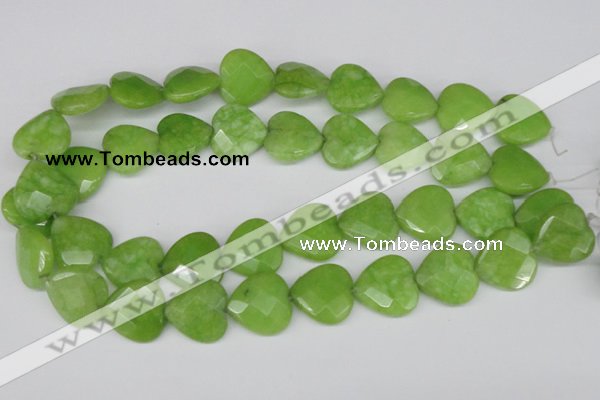 CCN360 15.5 inches 20*20mm faceted heart candy jade beads wholesale