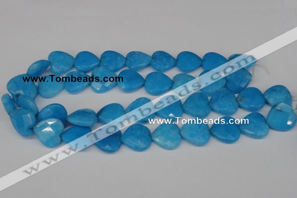 CCN361 15.5 inches 20*20mm faceted heart candy jade beads wholesale