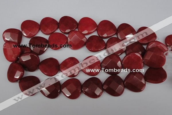 CCN375 15.5 inches 25*25mm faceted heart candy jade beads wholesale