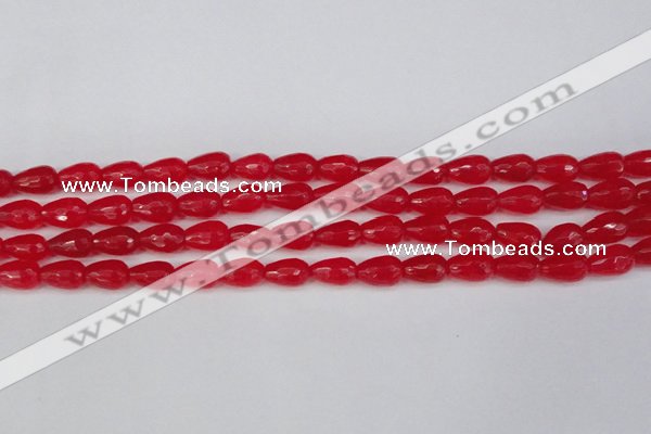 CCN3778 15.5 inches 8*12mm faceted teardrop candy jade beads