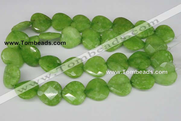 CCN378 15.5 inches 25*25mm faceted heart candy jade beads wholesale