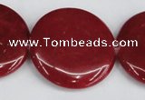 CCN3843 15.5 inches 30mm flat round candy jade beads wholesale