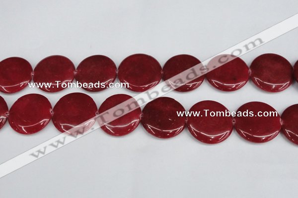 CCN3843 15.5 inches 30mm flat round candy jade beads wholesale